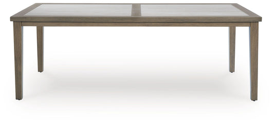 Rainier Ranch - Rectangle Dining Table With Umbrella Option - Brown / Beige