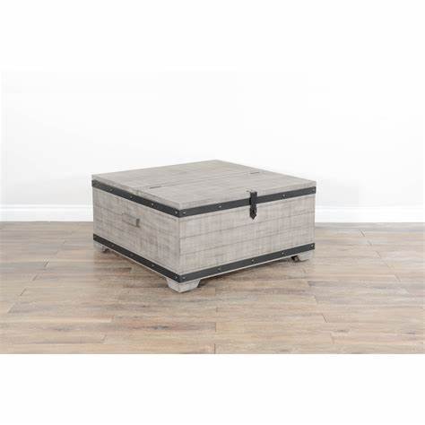 Alpine - Mahogany Wood Coffee Table With Lift Top And Casters - Gray