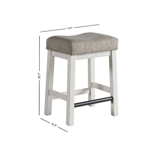 Drake - Backless Stool - Rustic White / French Oak