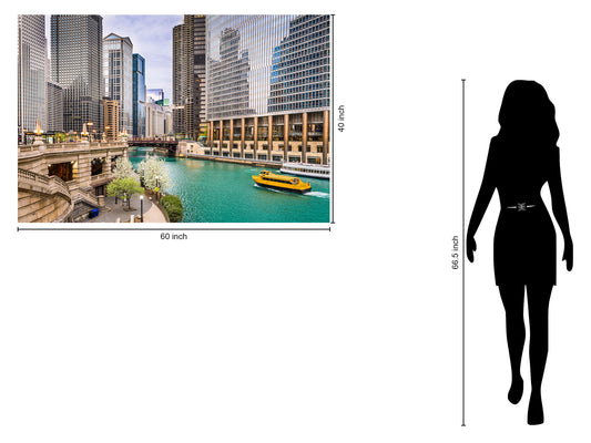 Tempered Glass With Foil - Chicago River - Silver