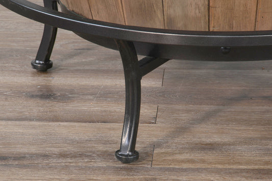 Doe Valley - Round Pub Table With Wine Barrel Base - Buckskin