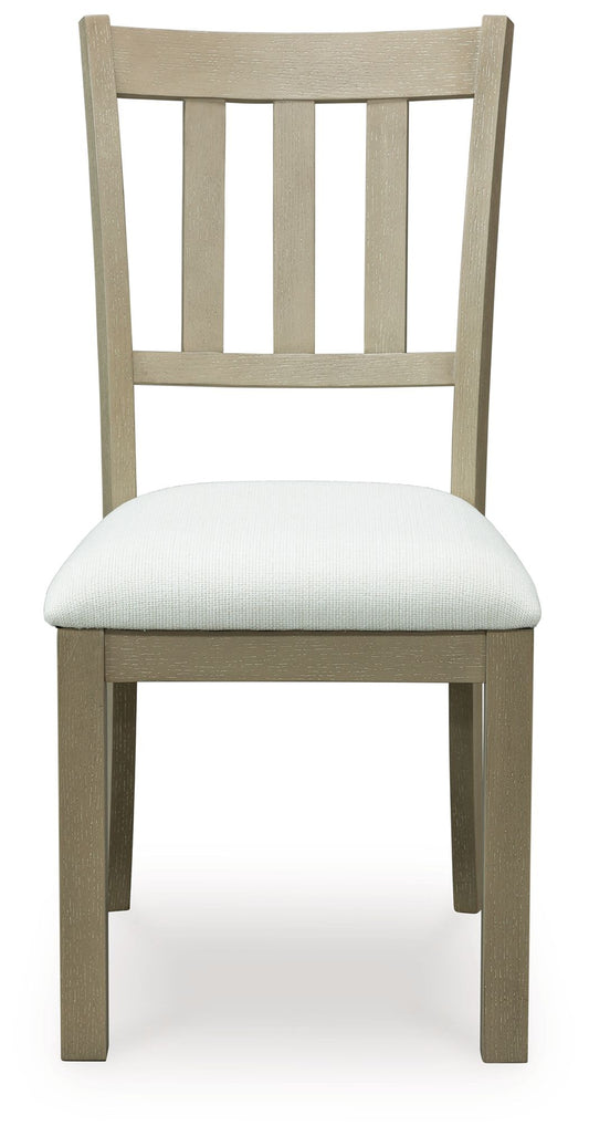 Calmoro - Dining Upholstered Side Chair (Set of 2) - Off White / Gray