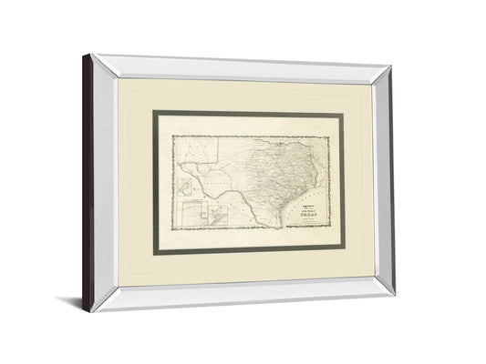 New Map Of The State Of Texas By Johnson And Wank - Mirror Framed Print Wall Art - Beige