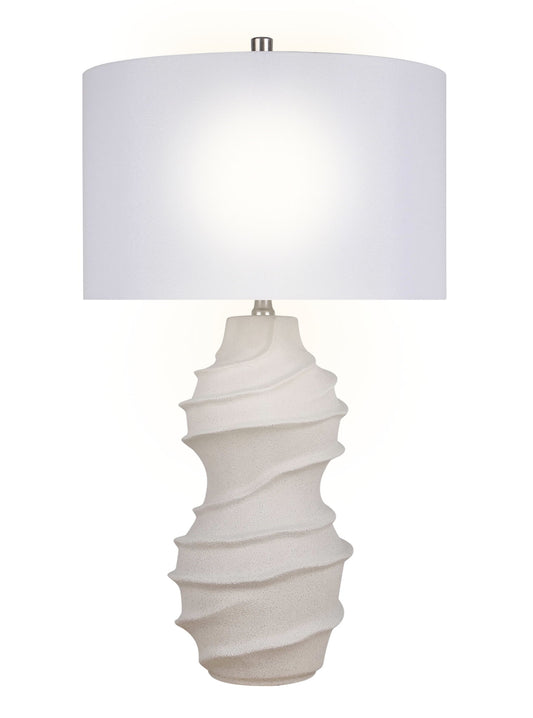 "Serenity Waves" Ceramic Table Lamp - Off White