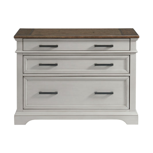 Drake - Lateral File Cabinet - Rustic White / French Oak
