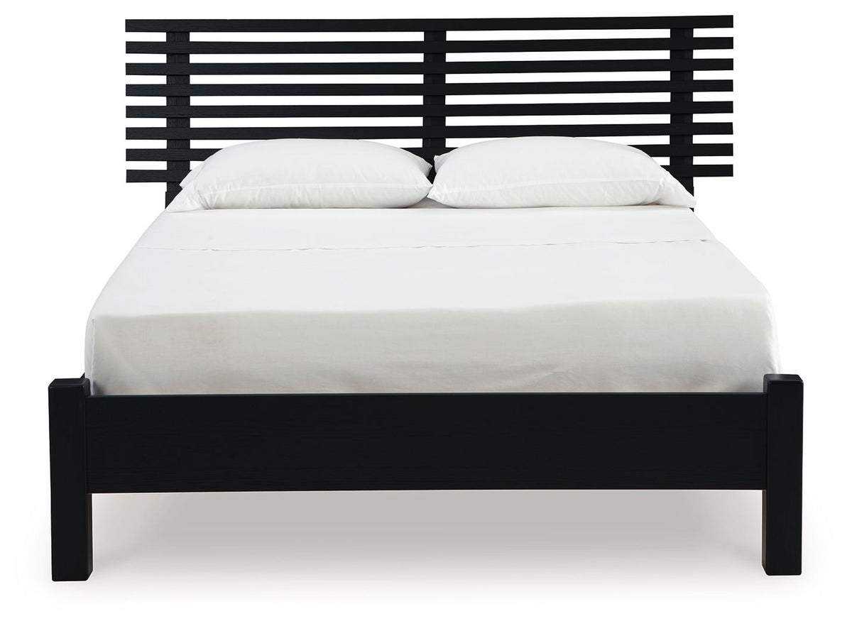 Danziar - Full Slat Panel Bed With Low Footboard - Black