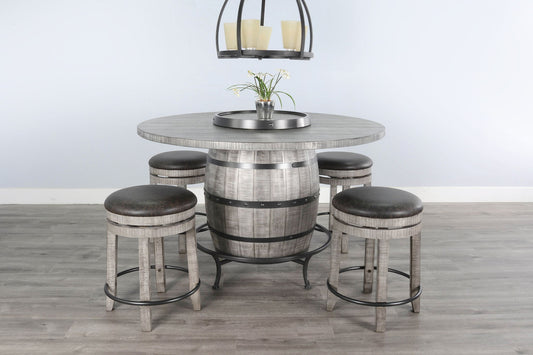 Alpine - Round Pub Table With Wine Barrel Base - Gray