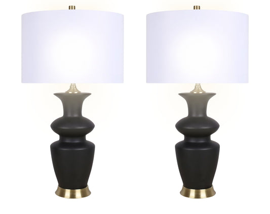 "Elegance Radiance" Ceramic Table Lamp (Set of 2) - Black / Soft Gold