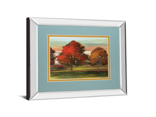Tress In Motion By Alison Pearce - Mirror Framed Print Wall Art - Light Blue