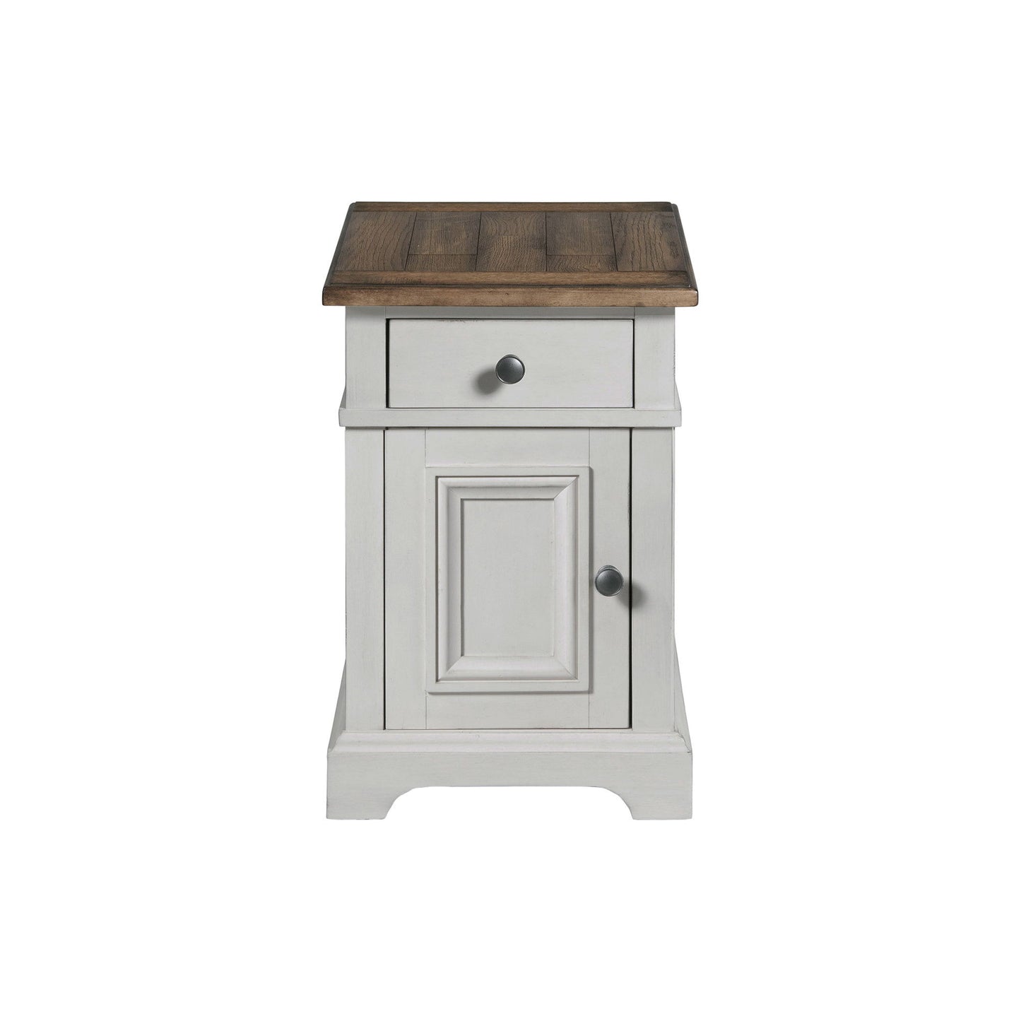 Drake - Chairside Table - Rustic White / French Oak