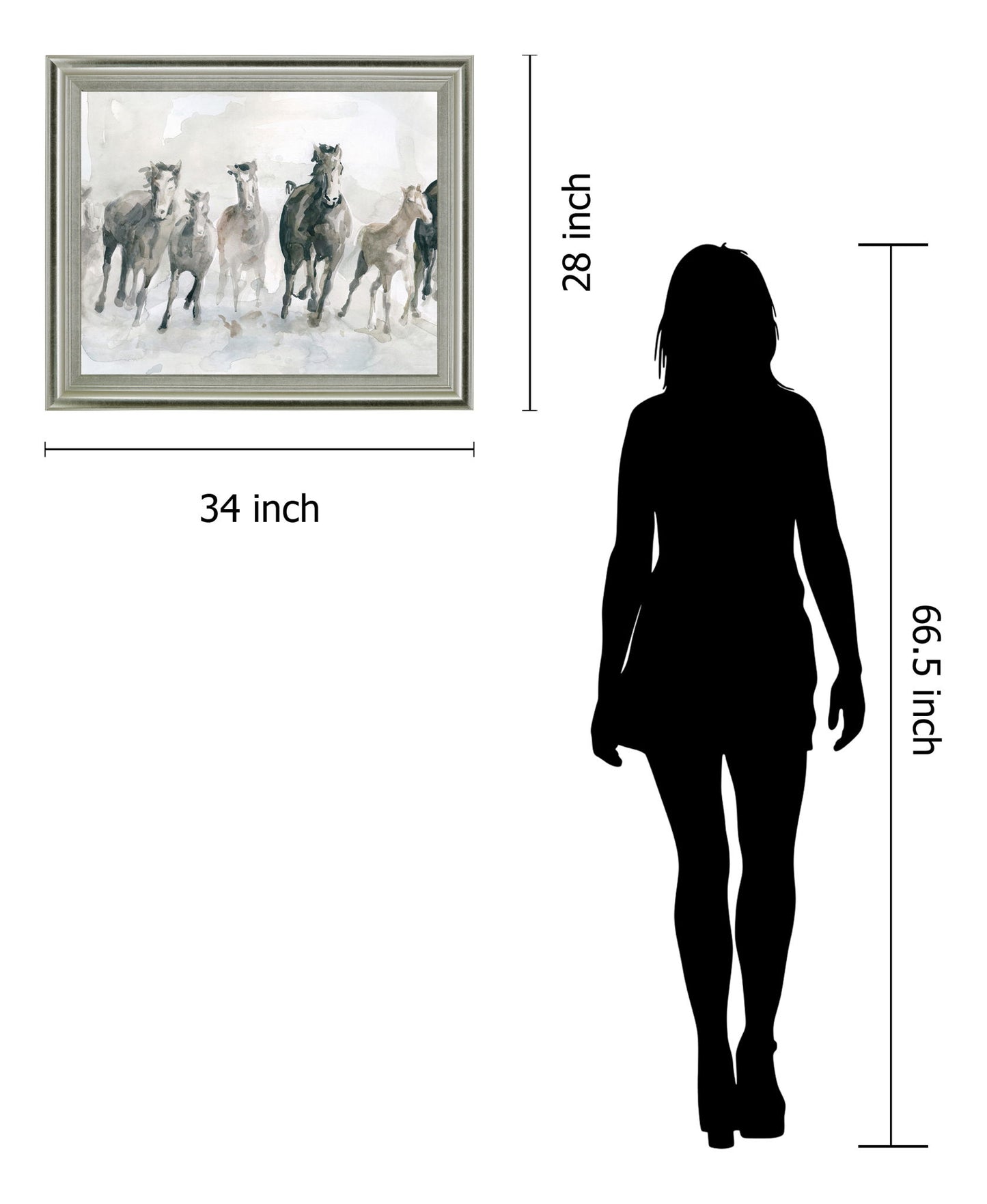 Galloping Mist - 28" x 34" Framed Wall Art - Gray