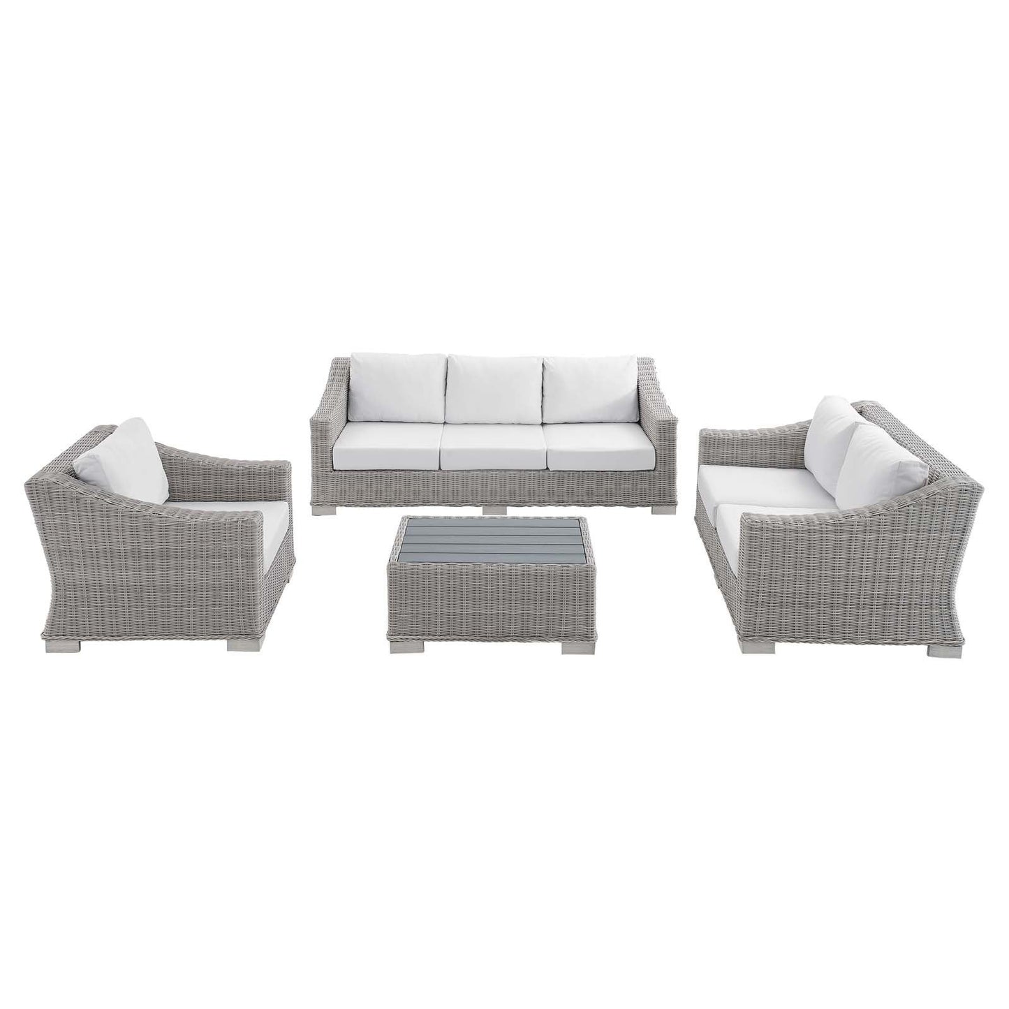 Conway White Sunbrella® Outdoor Patio Wicker Rattan 4-Piece Furniture Set