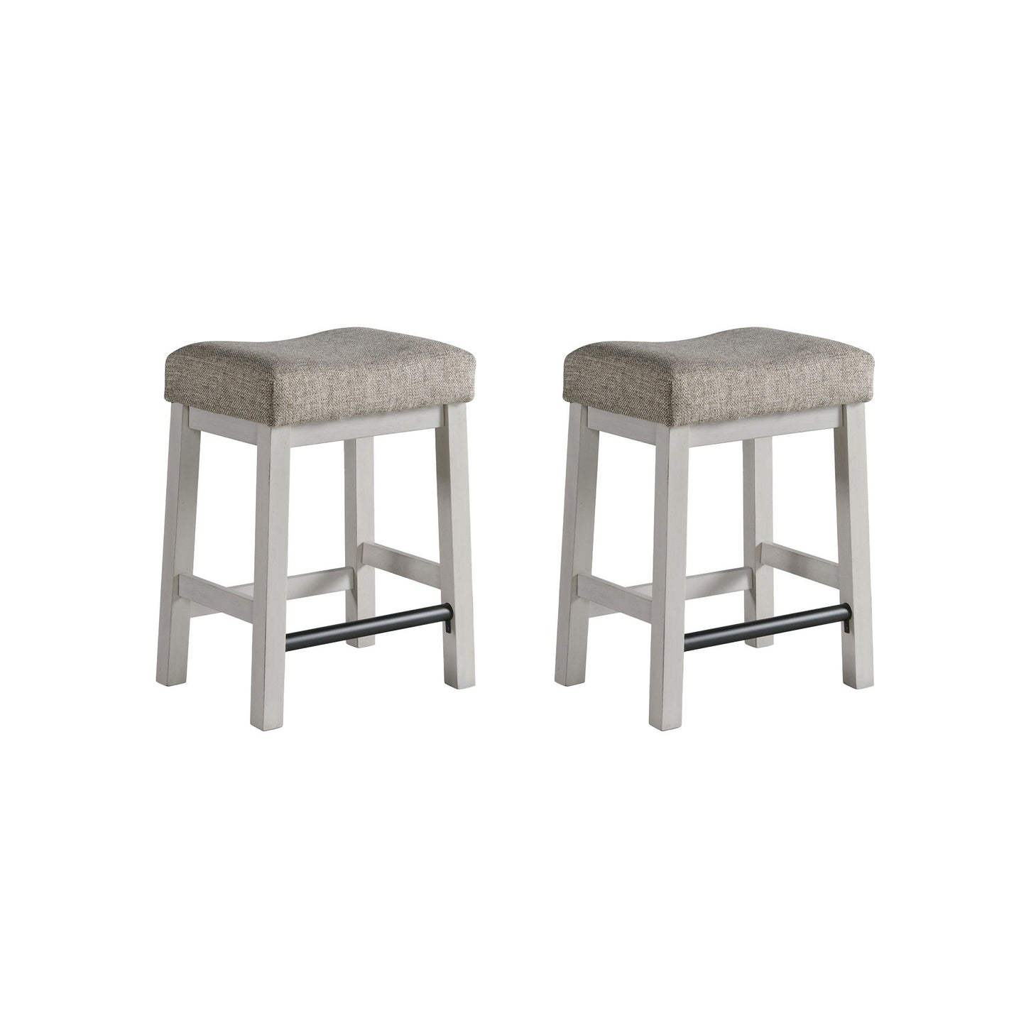 Drake - Backless Stool - Rustic White / French Oak