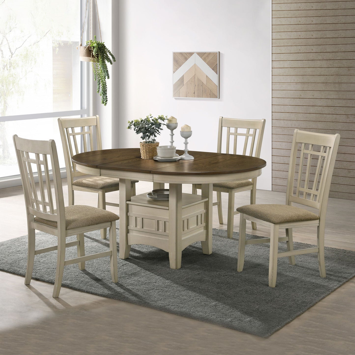 Mission Casuals - Lattice Chair - Rustic White / French Oak