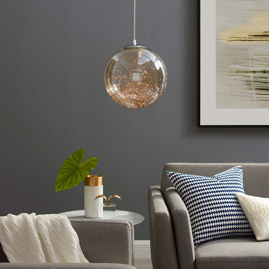 Fairy Amber Glass Globe Pendant Light