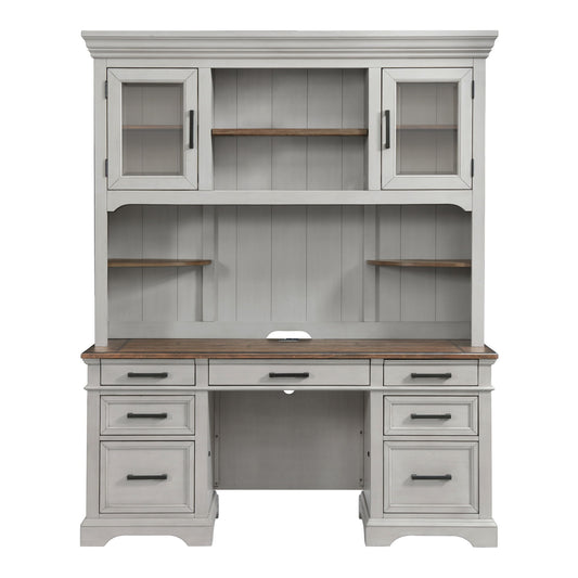 Drake - Credenza Hutch - Rustic White / French Oak