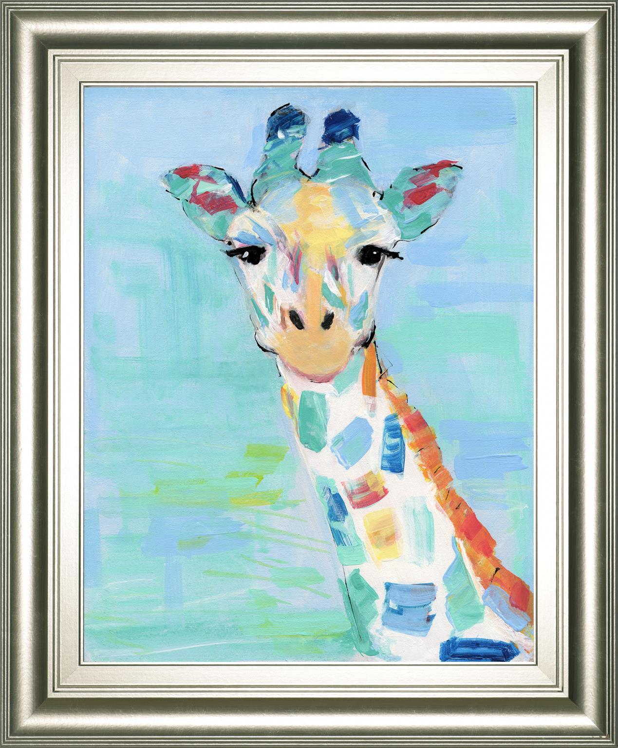 22x26 Cool Giraffe By Sally Swatland - Light Blue