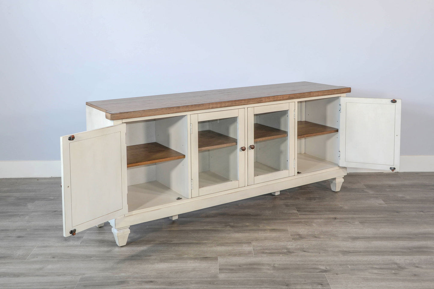 Pasadena - 72" Media Console - Marble White and Buckskin