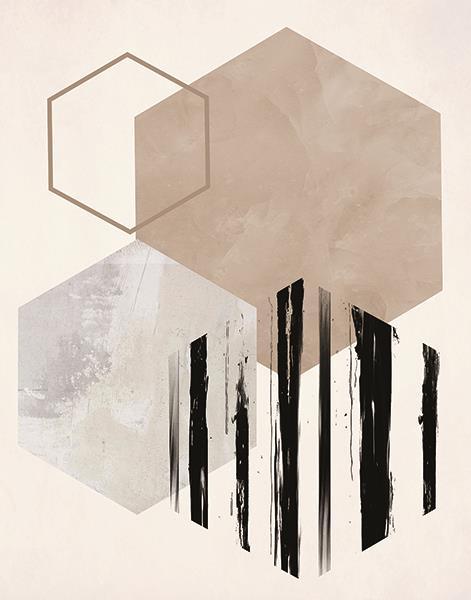 Hexagonal Display I By Daniela Santiago (Framed) - Beige