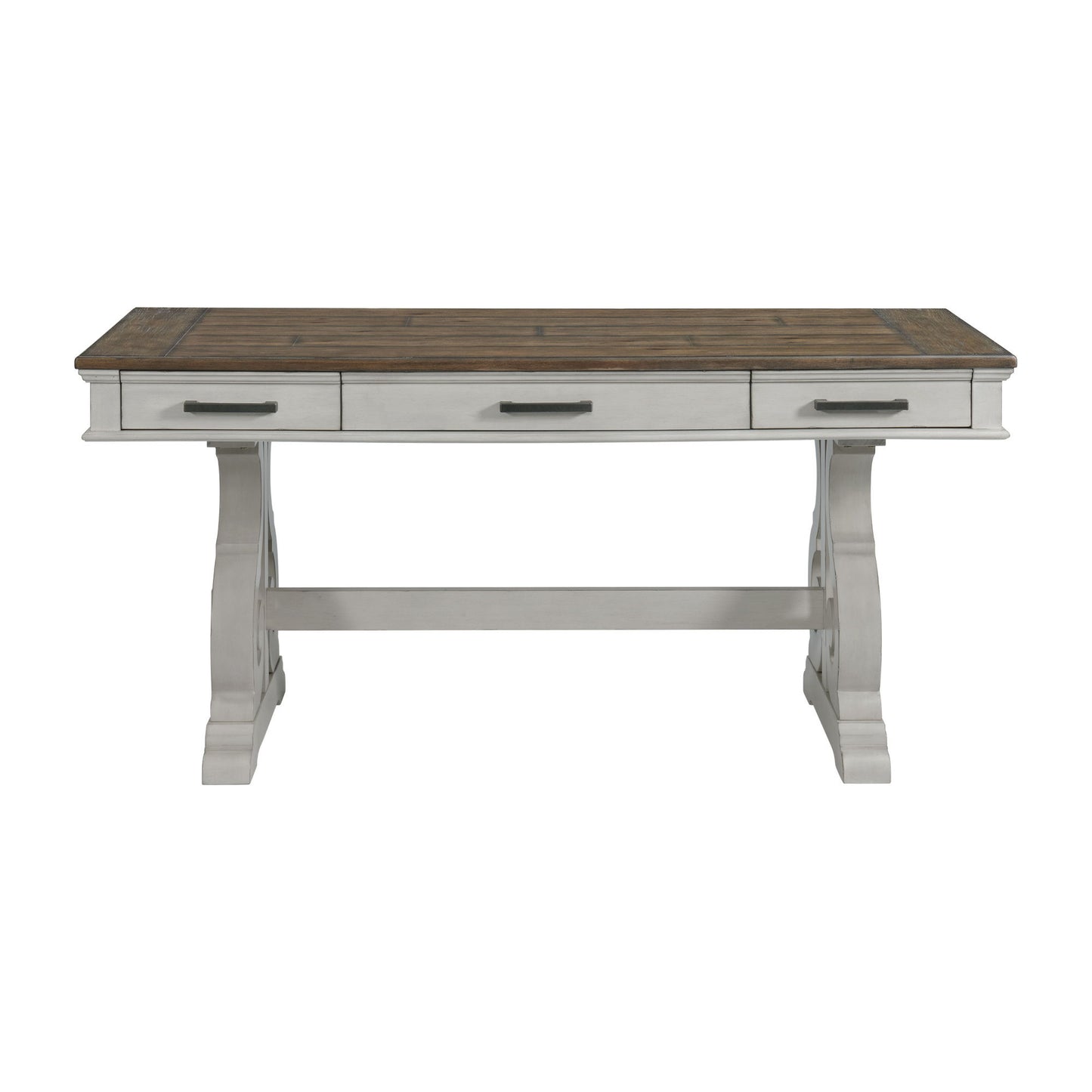 Drake - 60" Writing Desk - Rustic White / French Oak