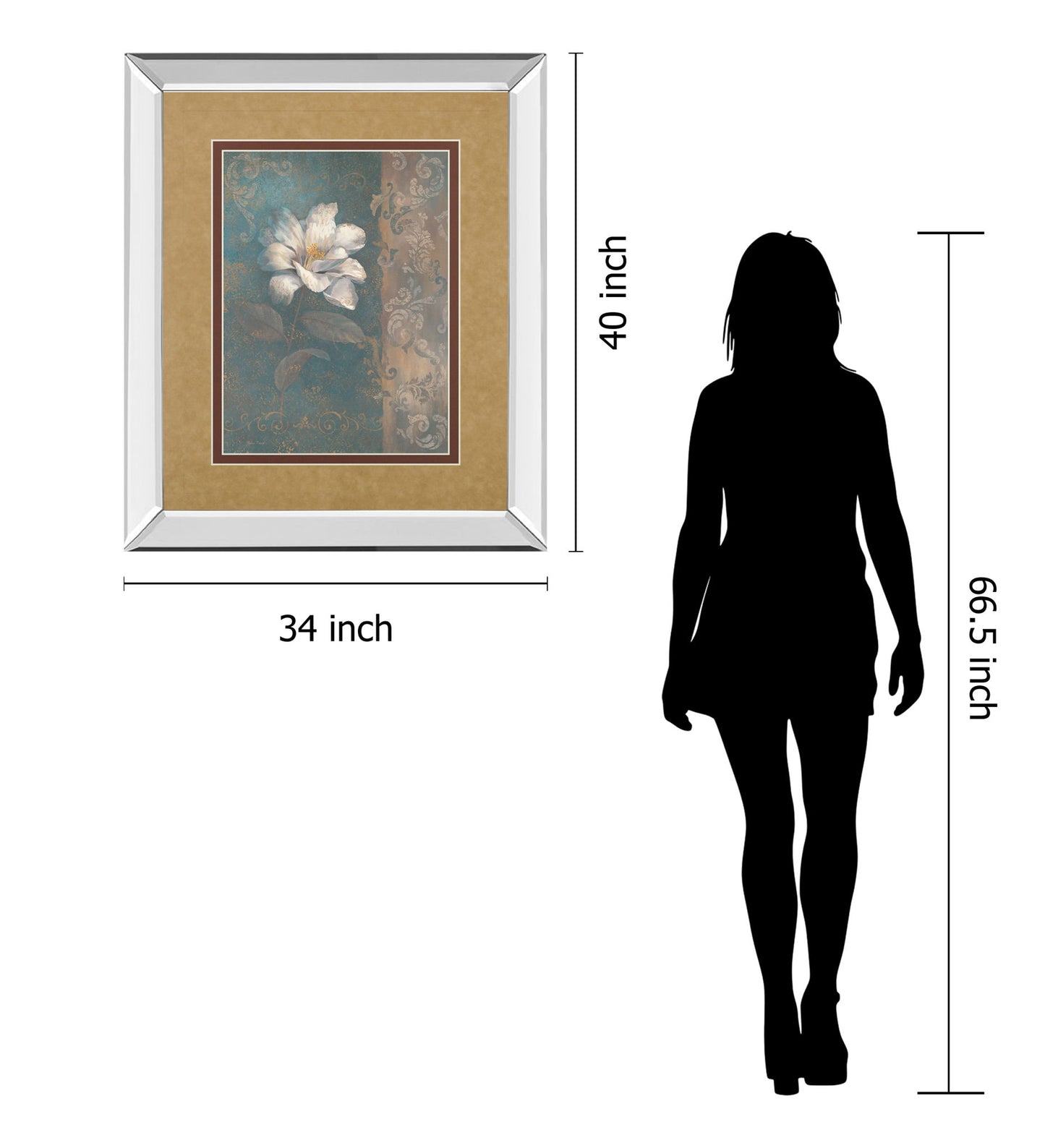 Floral Trans I By Vivian Flasch - Mirror Framed Print Wall Art - Light Brown