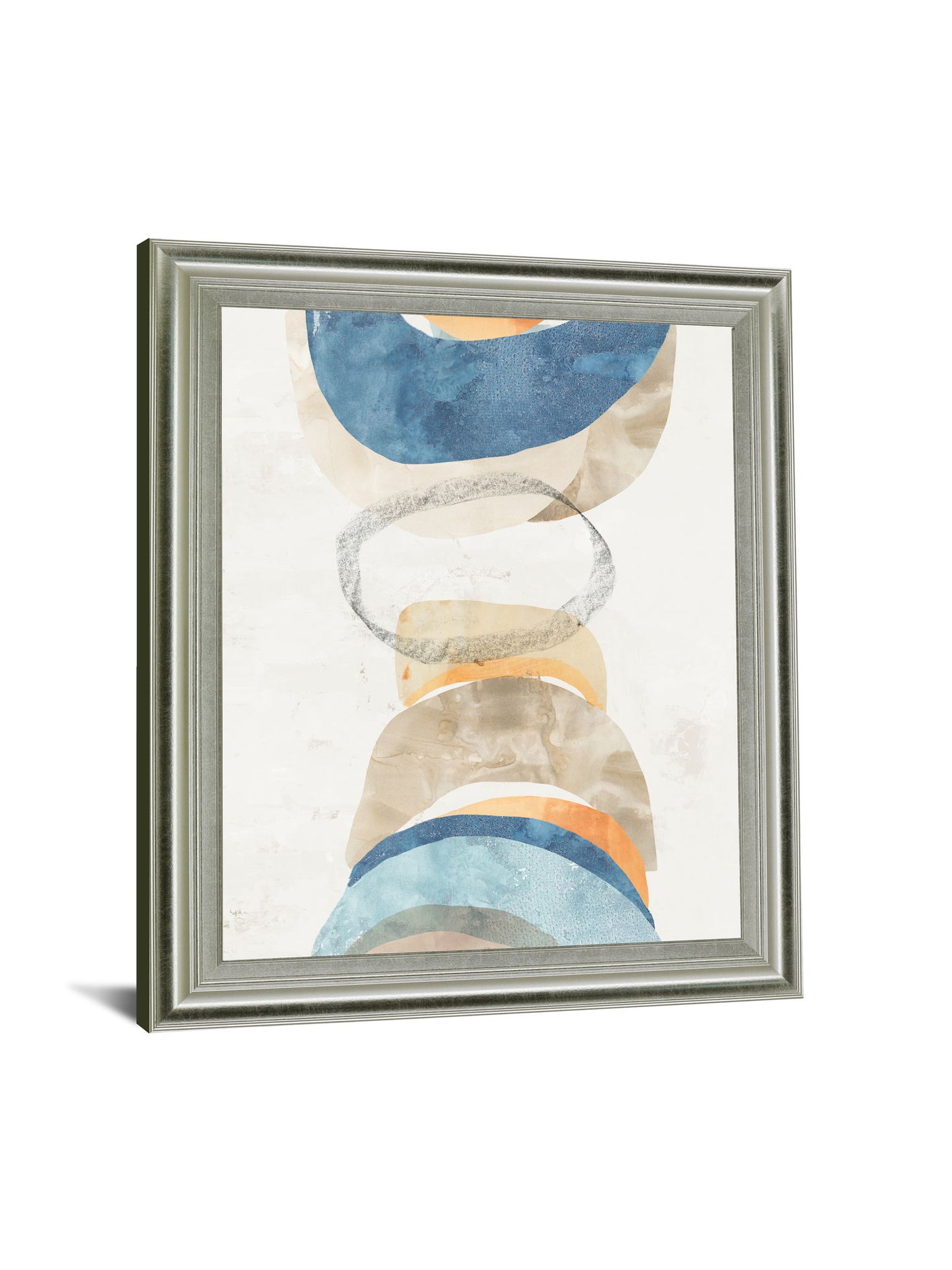 Stacked Serene Shapes - 28" x 34" Framed Wall Art - Beige