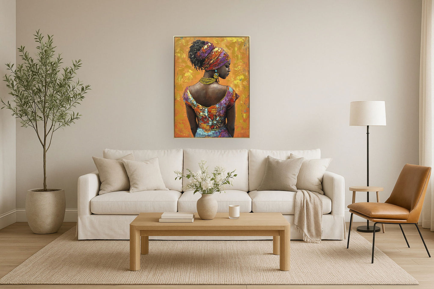 Sunlit Elegance - 30" x 40" Framed Wall Art - Orange
