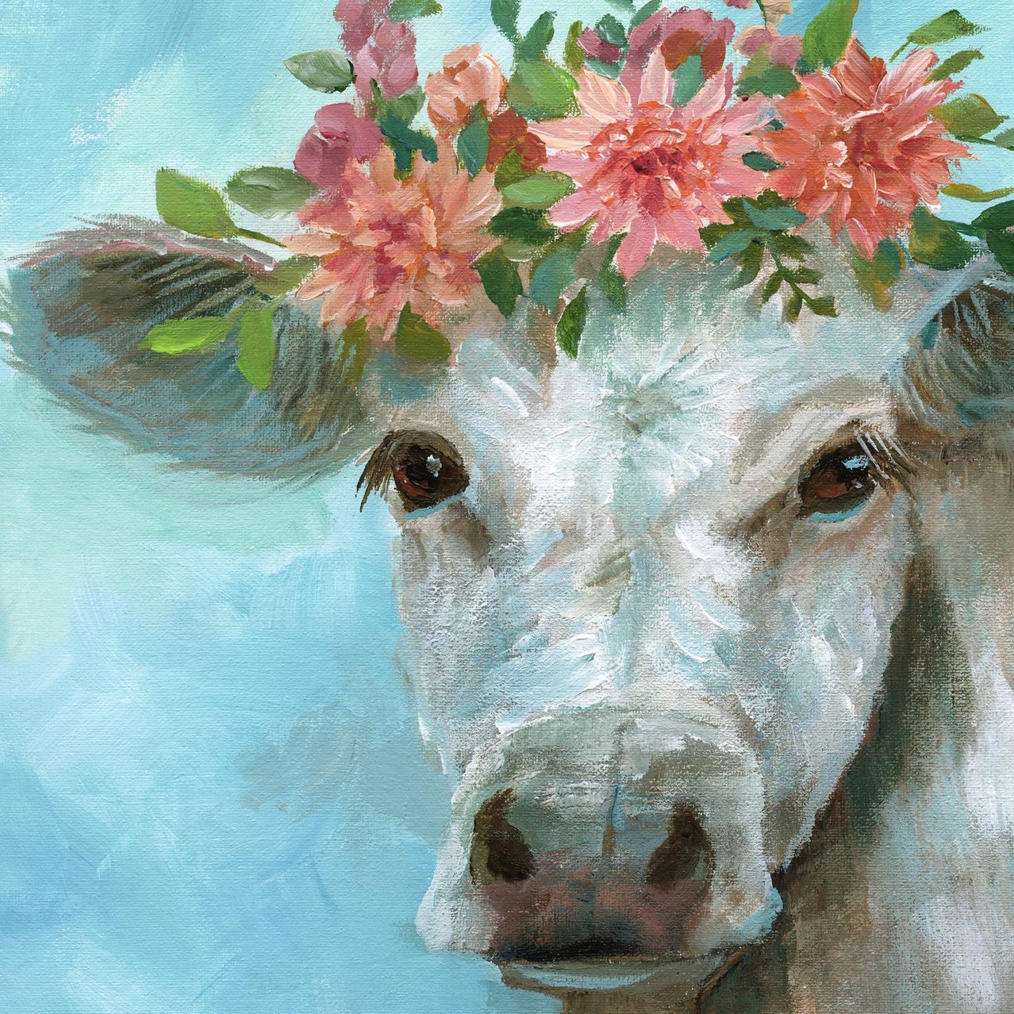 Framed Small - Happy Bessie By Nan - Light Blue