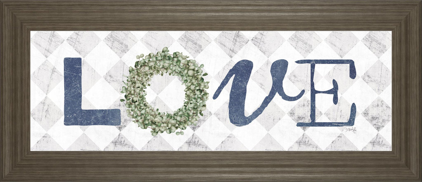 18x42 Love With Eucalyptus Wreath I By Marla Rae - Gray