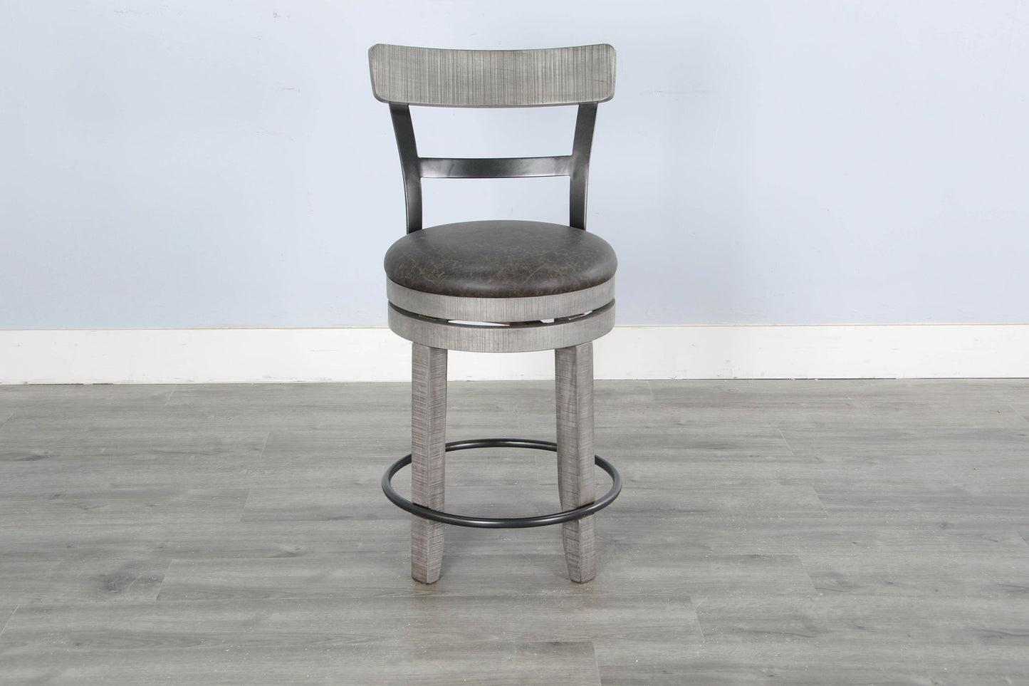 Alpine - Counter Swivel Barstool, Cushion Seat (Set of 2) - Gray