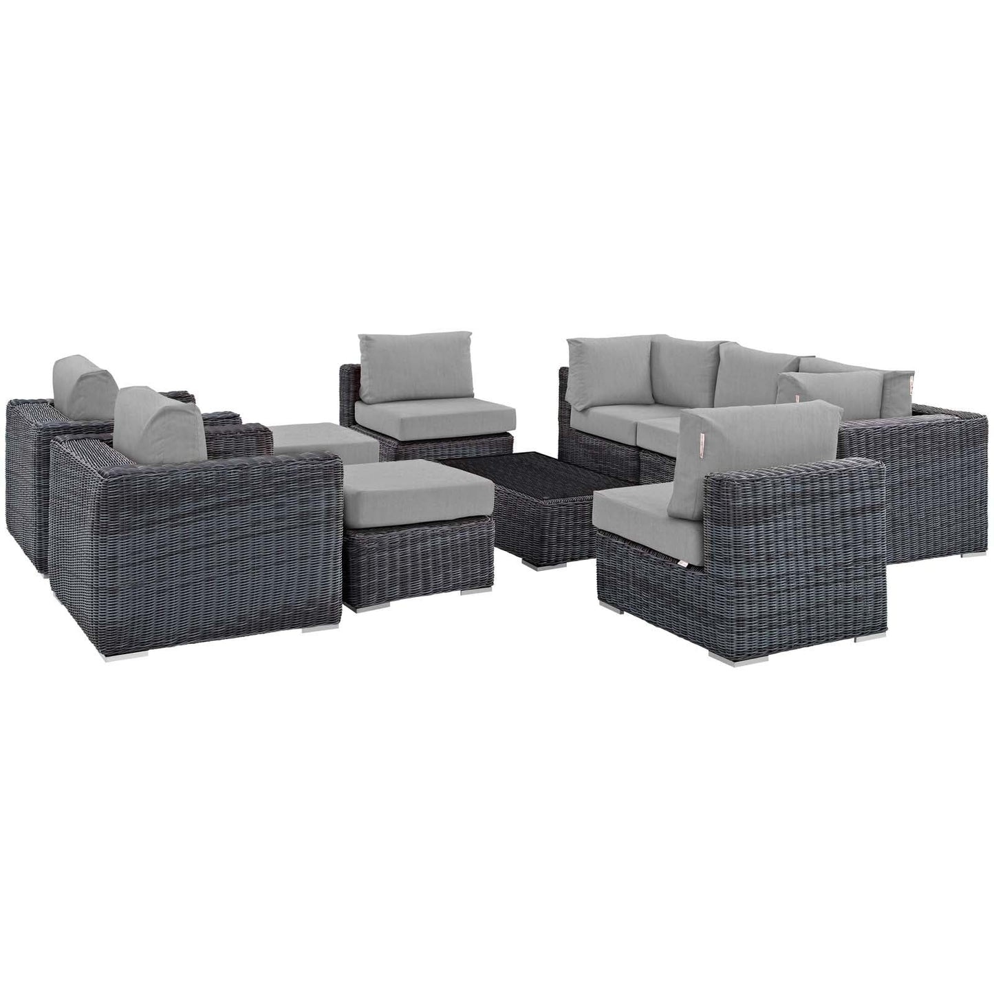 Summon 10 Piece Gray Outdoor Patio Gray Sunbrella® Sectional Set