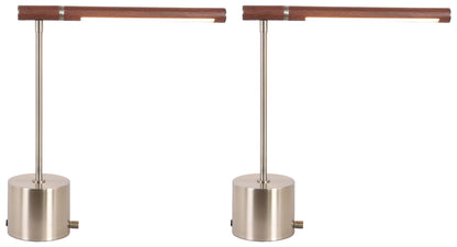 Walnut Horizon - 17 X 15 - Usb-C Charging, Metal Accent Lamp (Set of 2) - Antique Brass
