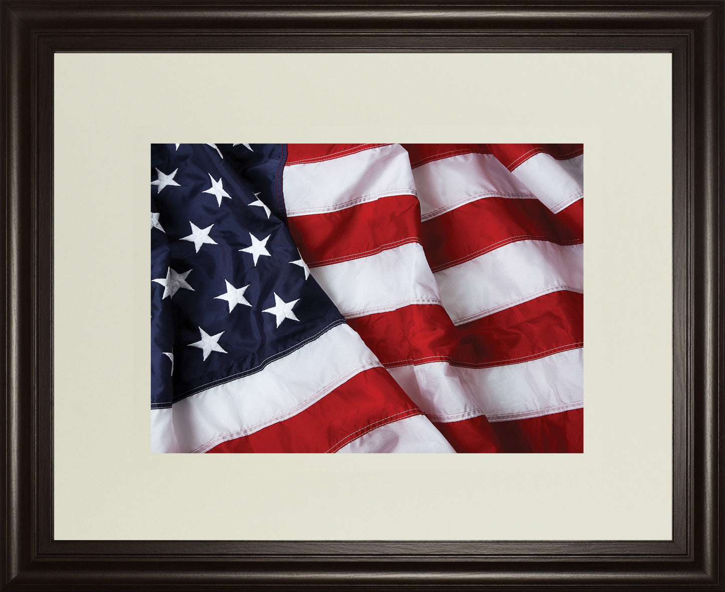 American Flag By Kikk In Double Matted - Framed Print Wall Art - Red