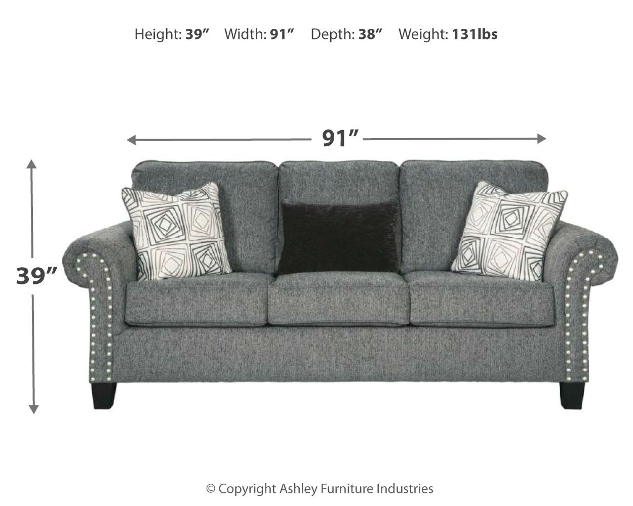 Agleno - Charcoal - Sofa