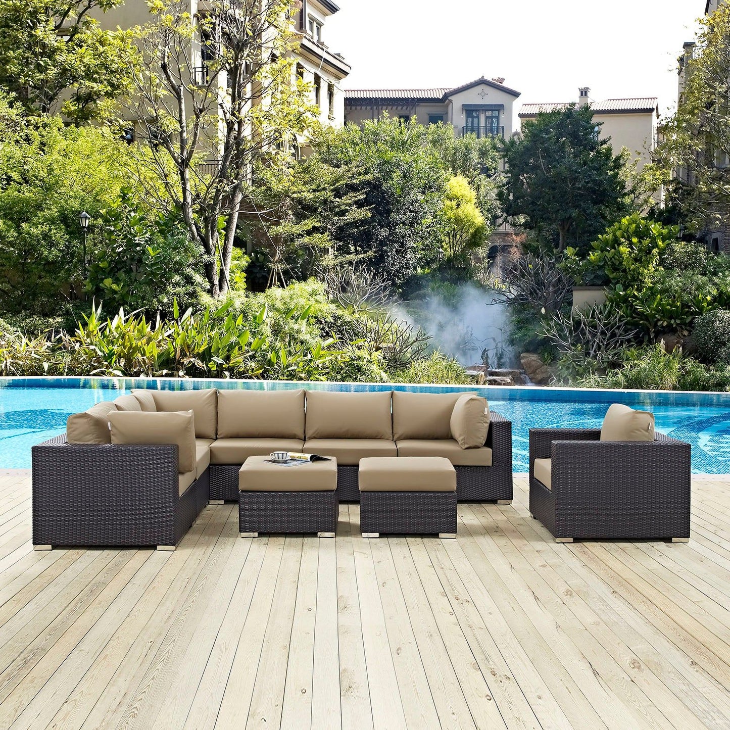 Convene 9 Piece Outdoor Patio Sectional Set