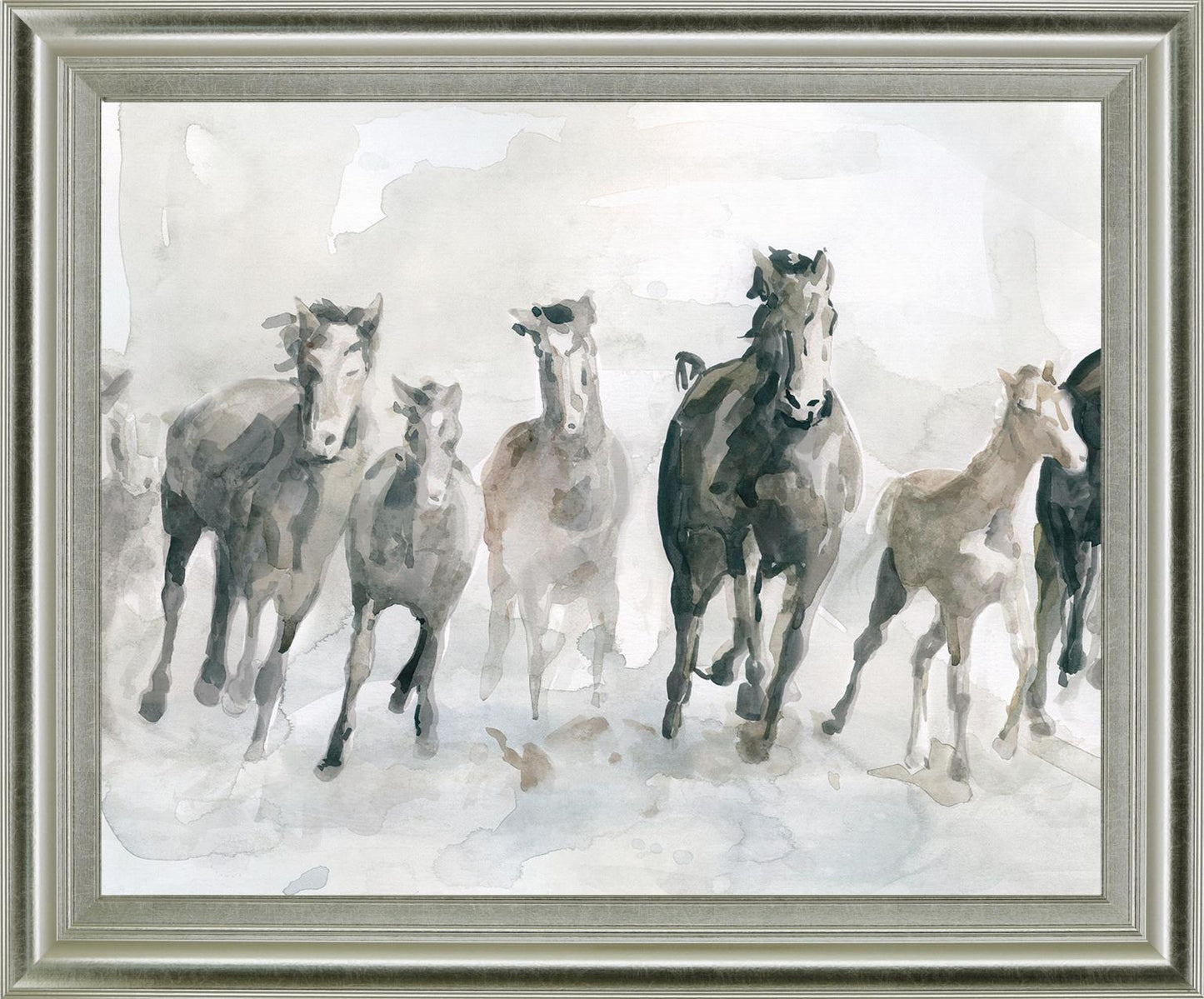Galloping Mist - 28" x 34" Framed Wall Art - Gray