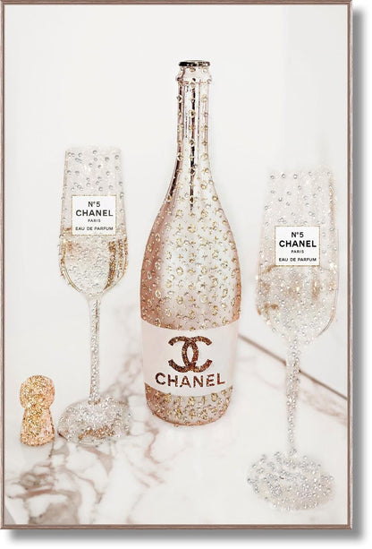 Glitter Toast Celebration - 32" x 47" Framed Wall Art - Beige