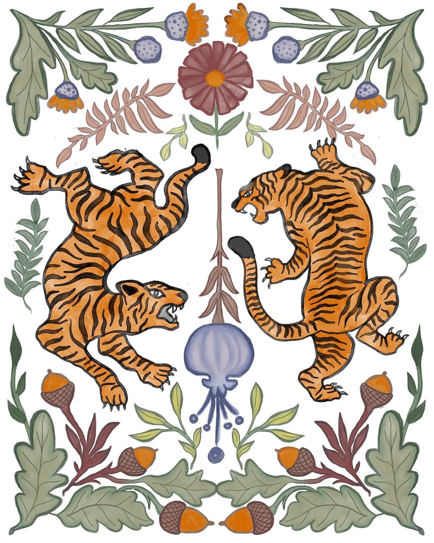 Tiger Duo By Elizabeth Medley (Framed Small) - Orange
