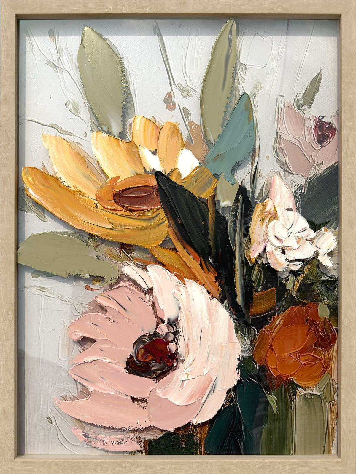Amber Petal Rhapsody II - 24 X 32 - Hand-Embellished Plexiglass In Frame - Pink