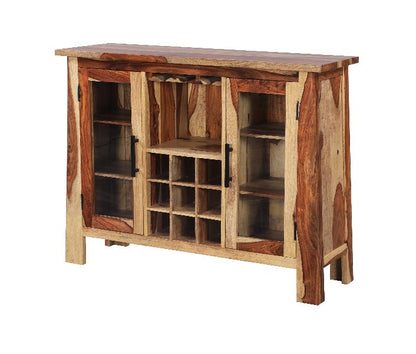 Kalispell Natural Sheesham Wine & Liquor Bar Cabinet