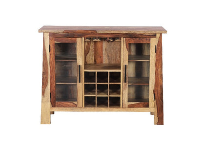 Kalispell Natural Sheesham Wine & Liquor Bar Cabinet