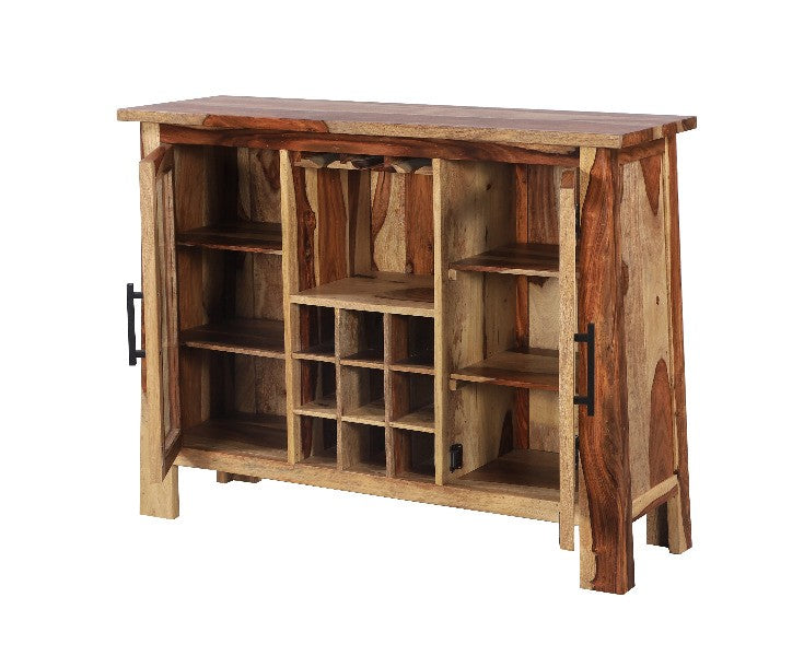 Kalispell Natural Sheesham Wine & Liquor Bar Cabinet