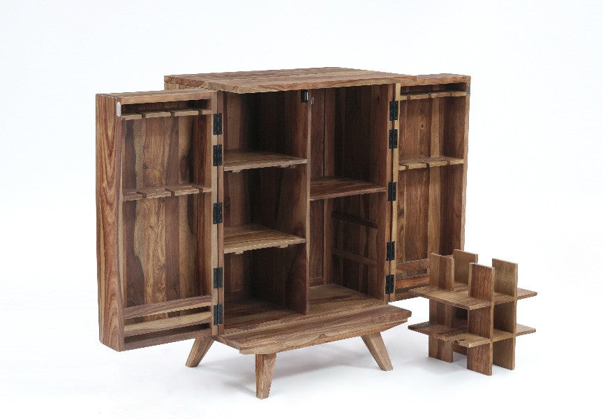 Natural wood best sale bar cabinet