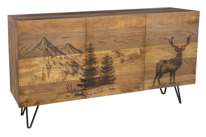 Alpine Laser Etched Deer Sideboard or TV Stand