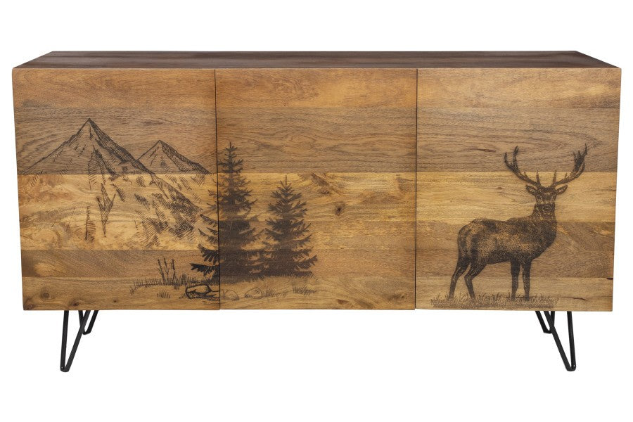 Alpine Laser Etched Deer Sideboard or TV Stand