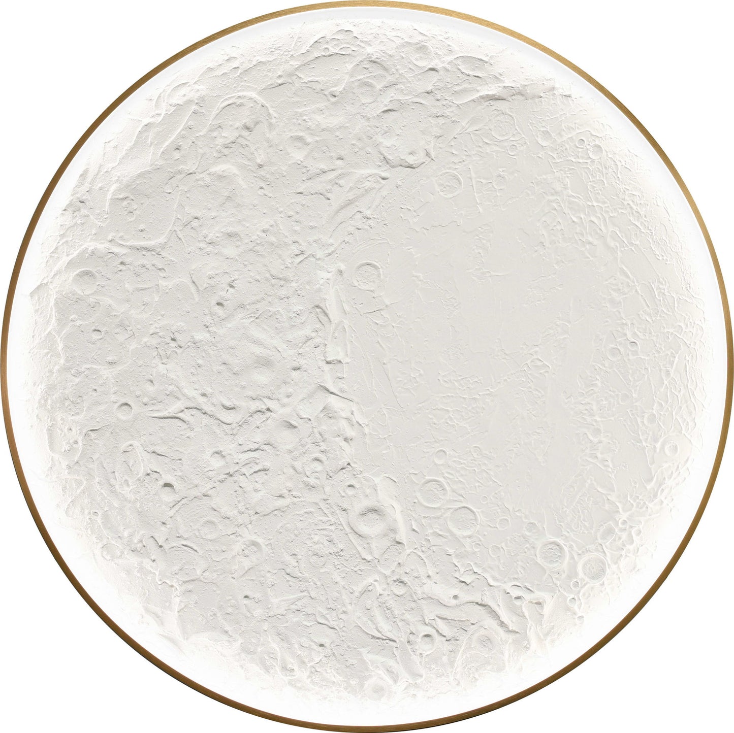 Lunar Relief Hand-Painted LED Canvas In Frame - Ivory / White