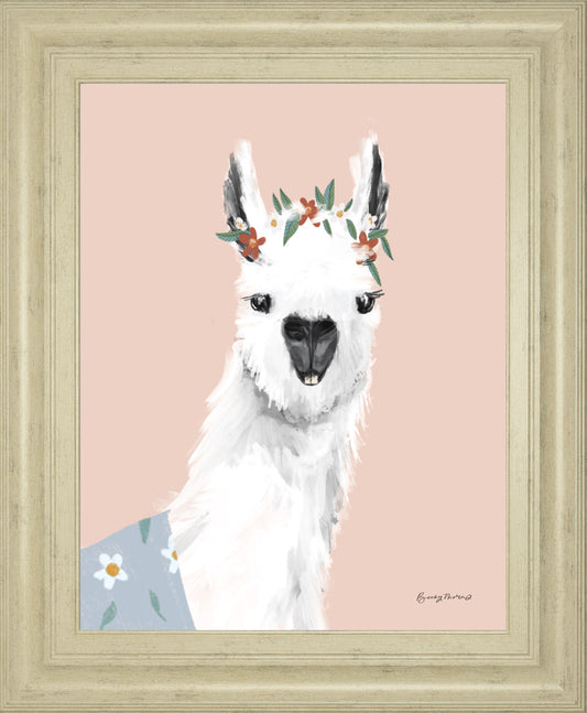 Delightful Alpacas I By Becky Thorns - Framed Print Wall Art - White