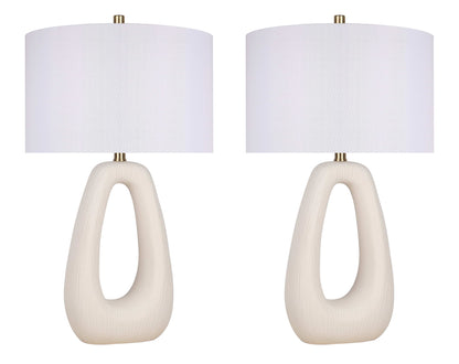 "Serenity Loop" Ceramic Table Lamp (Set of 2) - Textured White