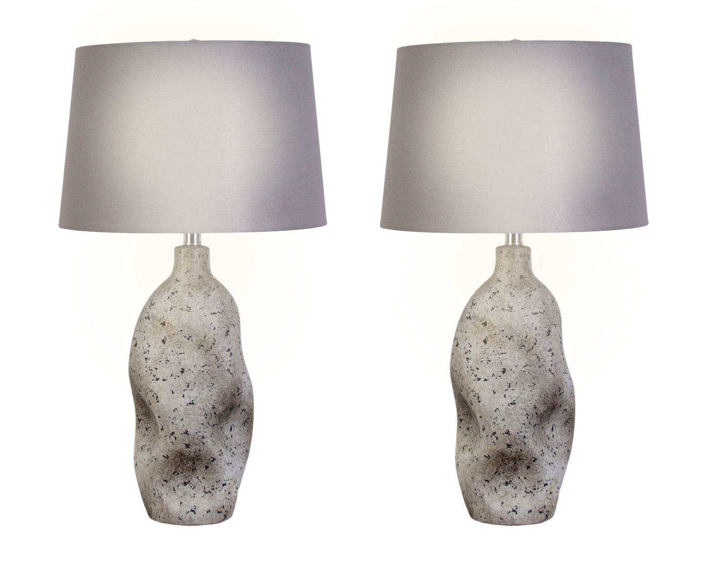 "Stonehaven Elegance" Ceramic Table Lamp (Set of 2) - Natural Stone