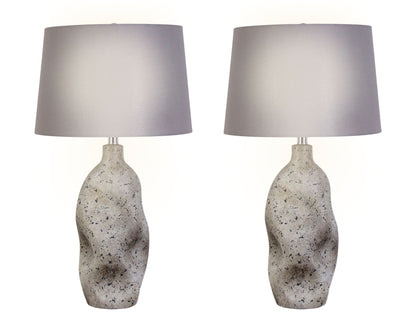 "Stonehaven Elegance" Ceramic Table Lamp (Set of 2) - Natural Stone